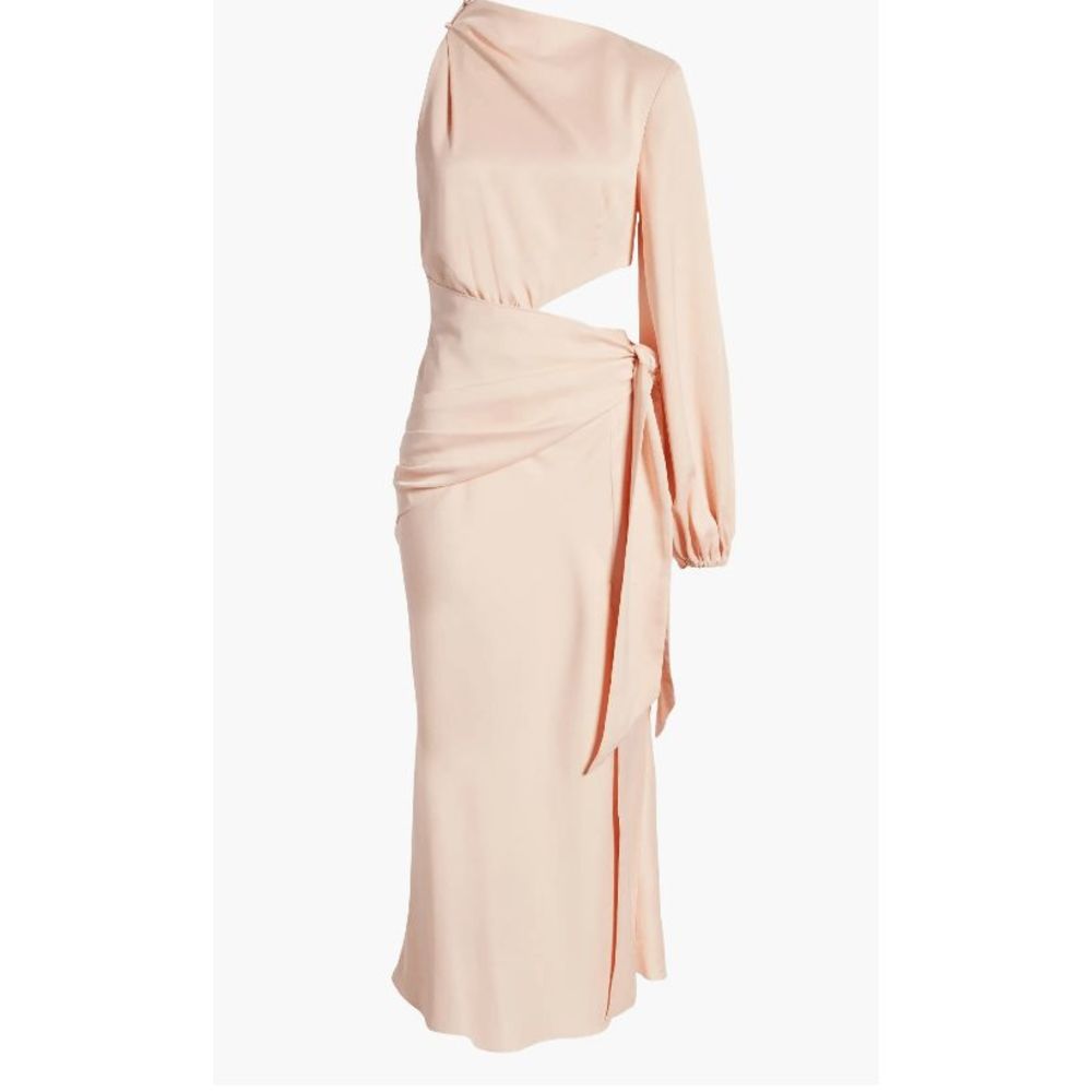 NWT Misha Collection x Revolve Maryan Dress in Pink Rose Cloud Cut Out Faux Wrap - Picture 6 of 14